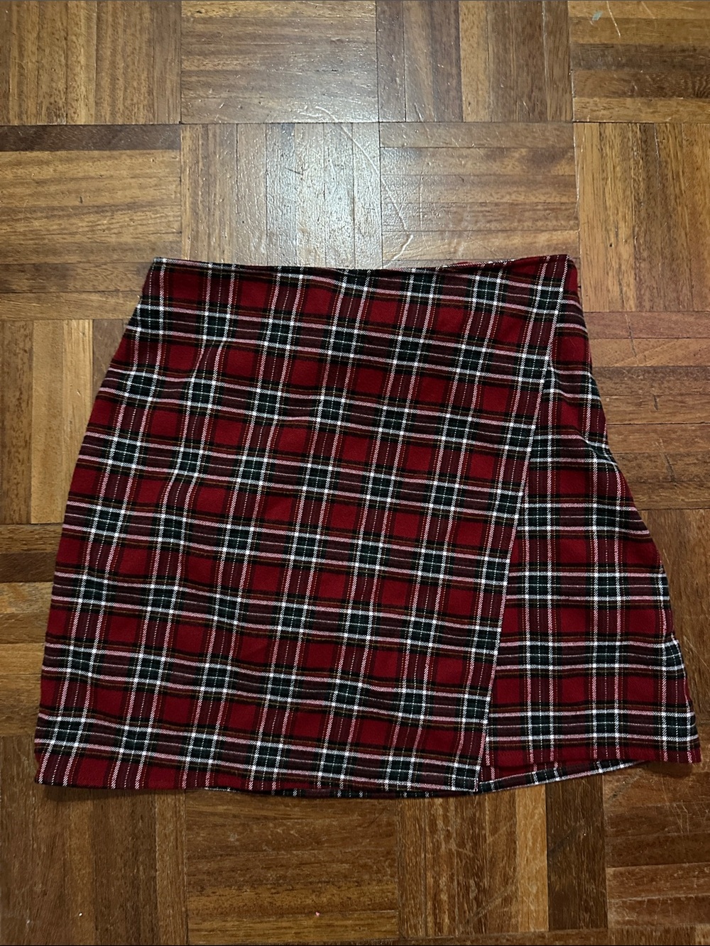 Hollister Ultra High-Rise Red Plaid Tartan Wrap Mini Skirt Size S